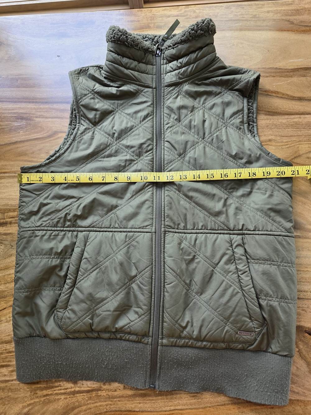 Olive green fleece- lined Esla vest from prAna, Women's Large - Picture 6 of 10
